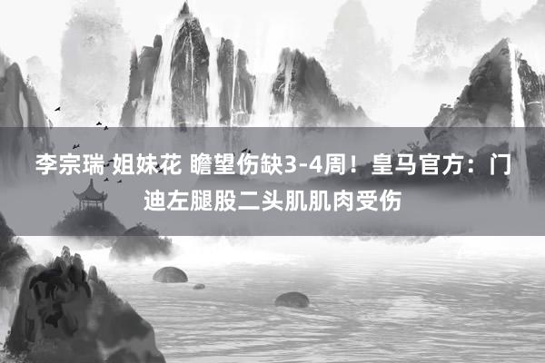 李宗瑞 姐妹花 瞻望伤缺3-4周！皇马官方：门迪左腿股二头肌肌肉受伤
